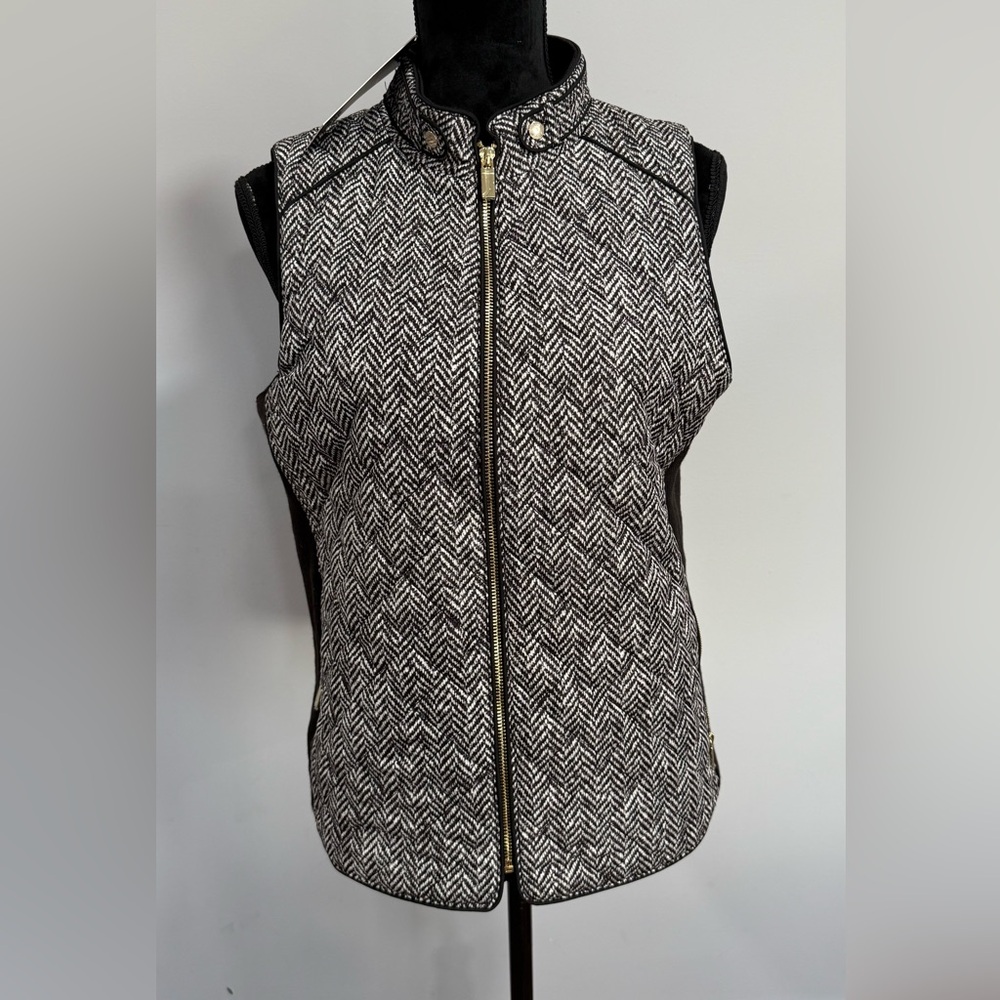 Jones NewYork Zip Front Quilted Vest - Black & White